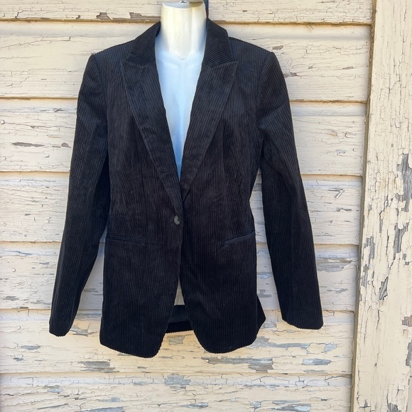 Banana Republic Clio Corduroy Black Work Blazer Career Casual Chic Jacket 10 H - Picture 4 of 9